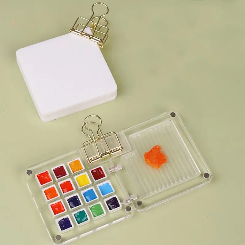 Acrylic Mini Watercolor Palette Empty 8/15 Grid Portable Paint Box Travel Painting Watercolor Packaging Paint Tray Art Supplies paint tray color palette watercolor palette