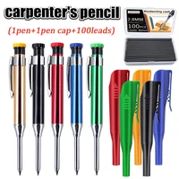 Professional Metal Long Head Woodworking Mechanical Pencil with Lead Refills, for Carpenter Marking Engineering Drawing Tool 1