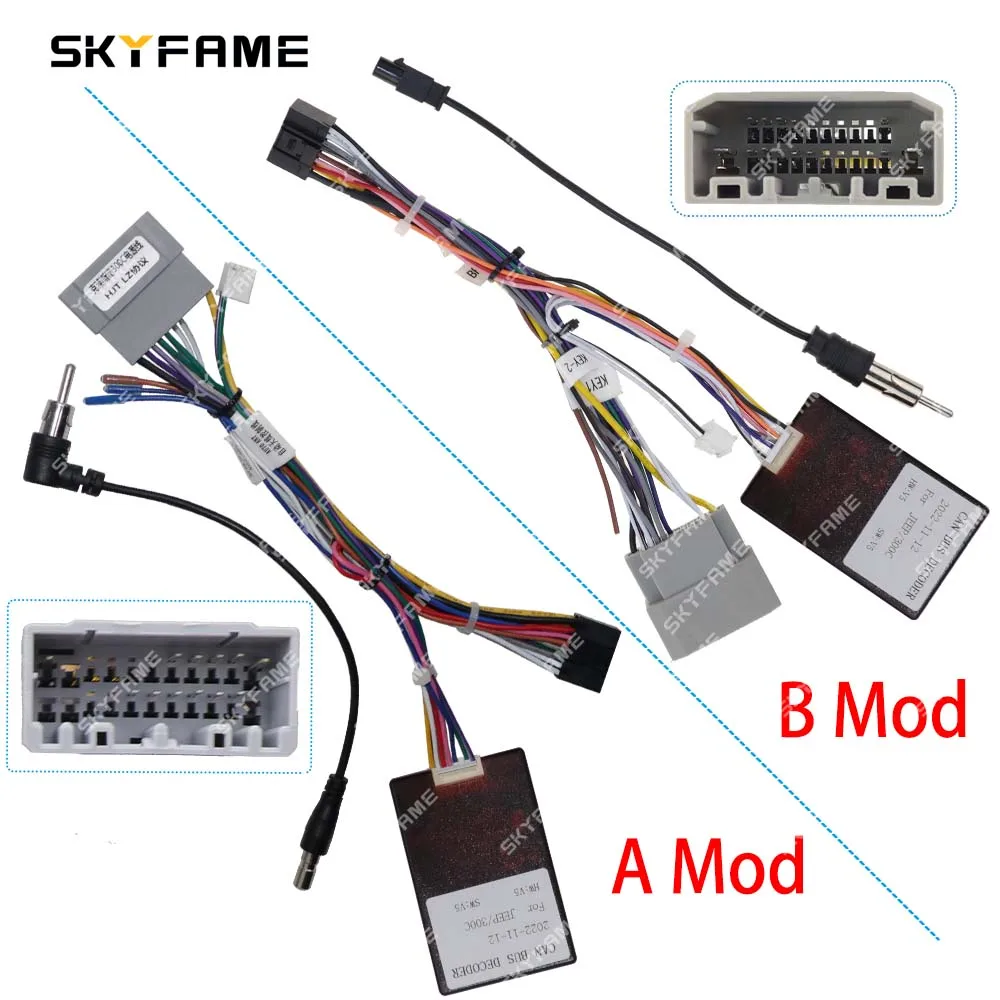 Car Wire Cable Adapter 16Pin Car Wiring Harness Adapter Canbus Box Decoder For Jeep Compass Grand Cherokee WK Chrysler 300C