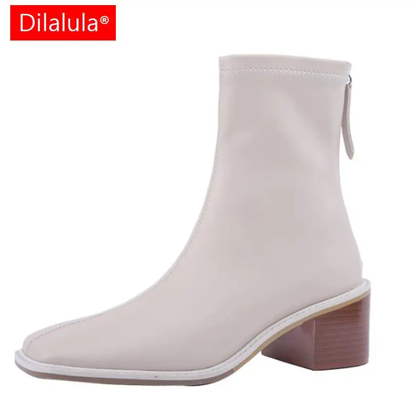 

Dilalula 2024 Women Thick Heel Ankle Boots Winter Shoes Women Ins Autumn Daily Office Ladies Short Boots
