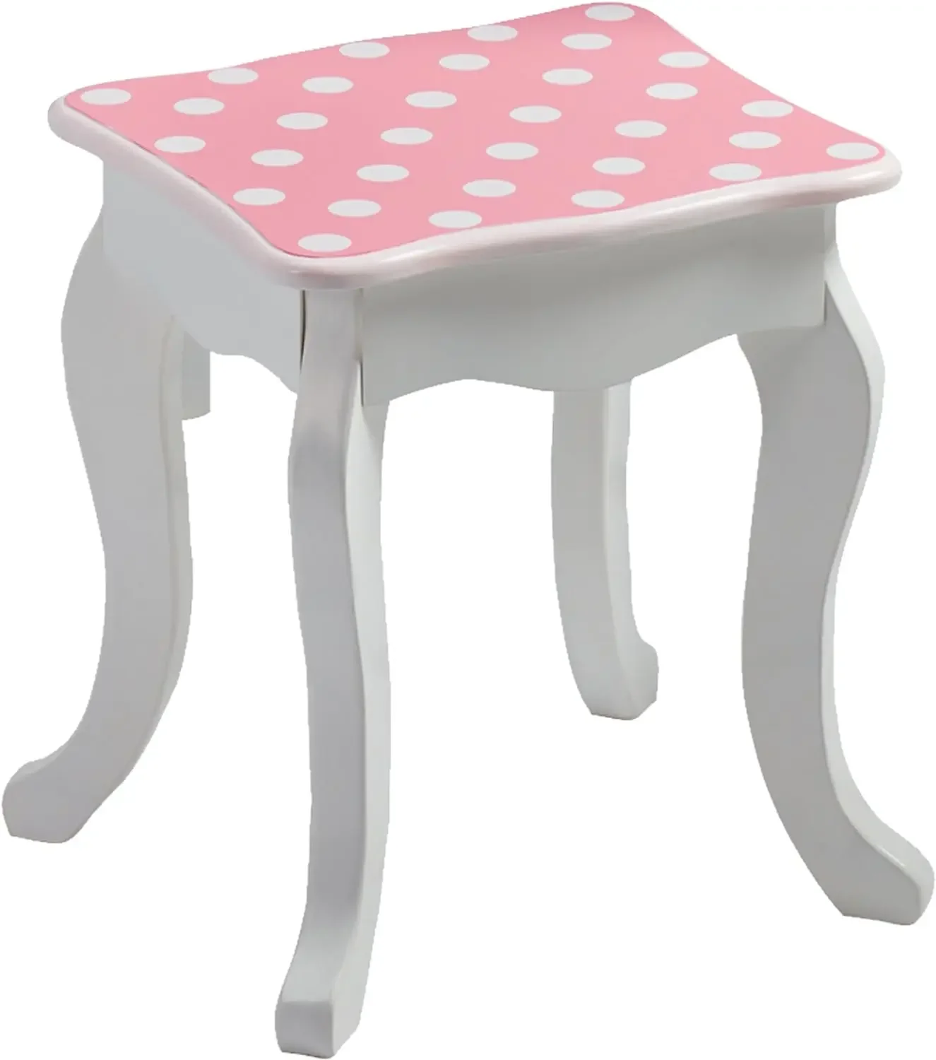 Kids Princess Gisele Polka Dot Print 2-Piece Kids Wooden Play Vanity Set with Vanity Table, Tri-Fold Mirror, Storage Dra 6