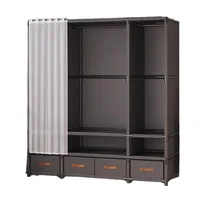 Armoire de chambre à coucher, assemblage Simple, bricolage, anti-poussière, tiroir, salle de location avec rangement épais, étagères de tri 5
