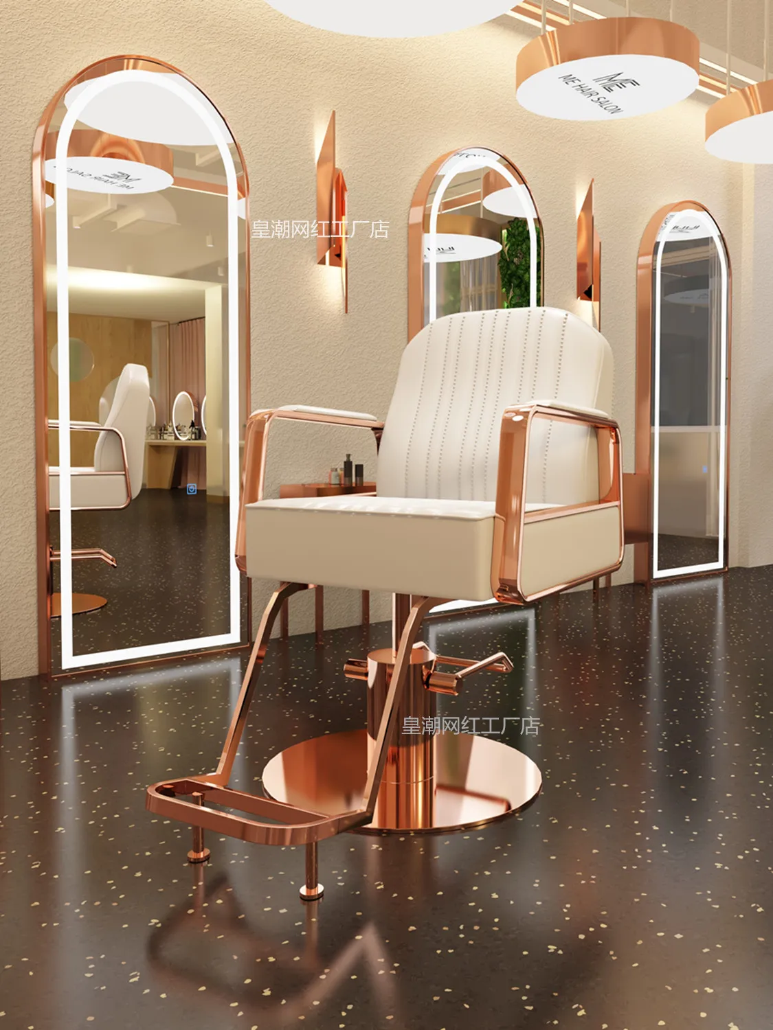 Description Picture 6 of itemRecliner Barber Chairs Hairdressing Vanity Ergonomic Chair Luxury Makeup Stylist Silla De Barberia Beauty Salon Furnitures