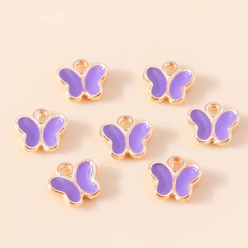 30 Stück 8 x 8 mm niedliche Mini-Emaille-Anhänger mit fliegendem Schmetterling für Schmuckherstellung, Ohrringe, Halsketten, Armbänder, DIY-Bastelbedarf – Detail 5