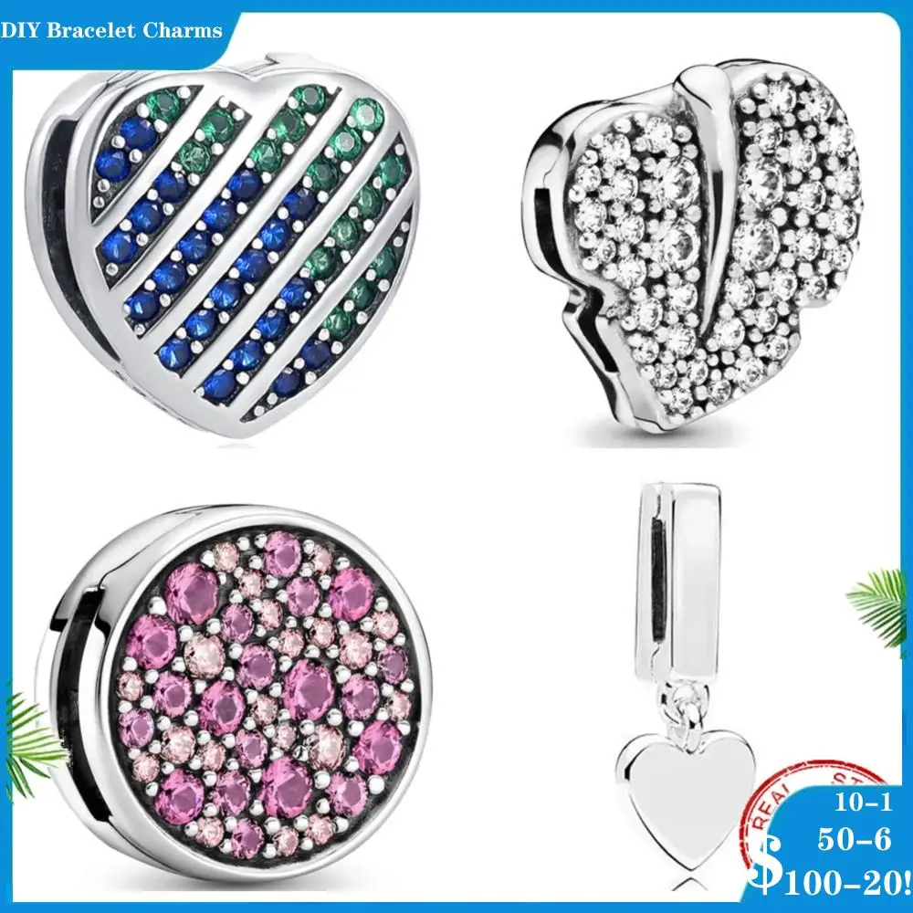Ssilver 925 Reflexions Clip Beads Charms Round Crystal Crown Heart Clover Moon Beads Fit Original Pandora Women Bracciale