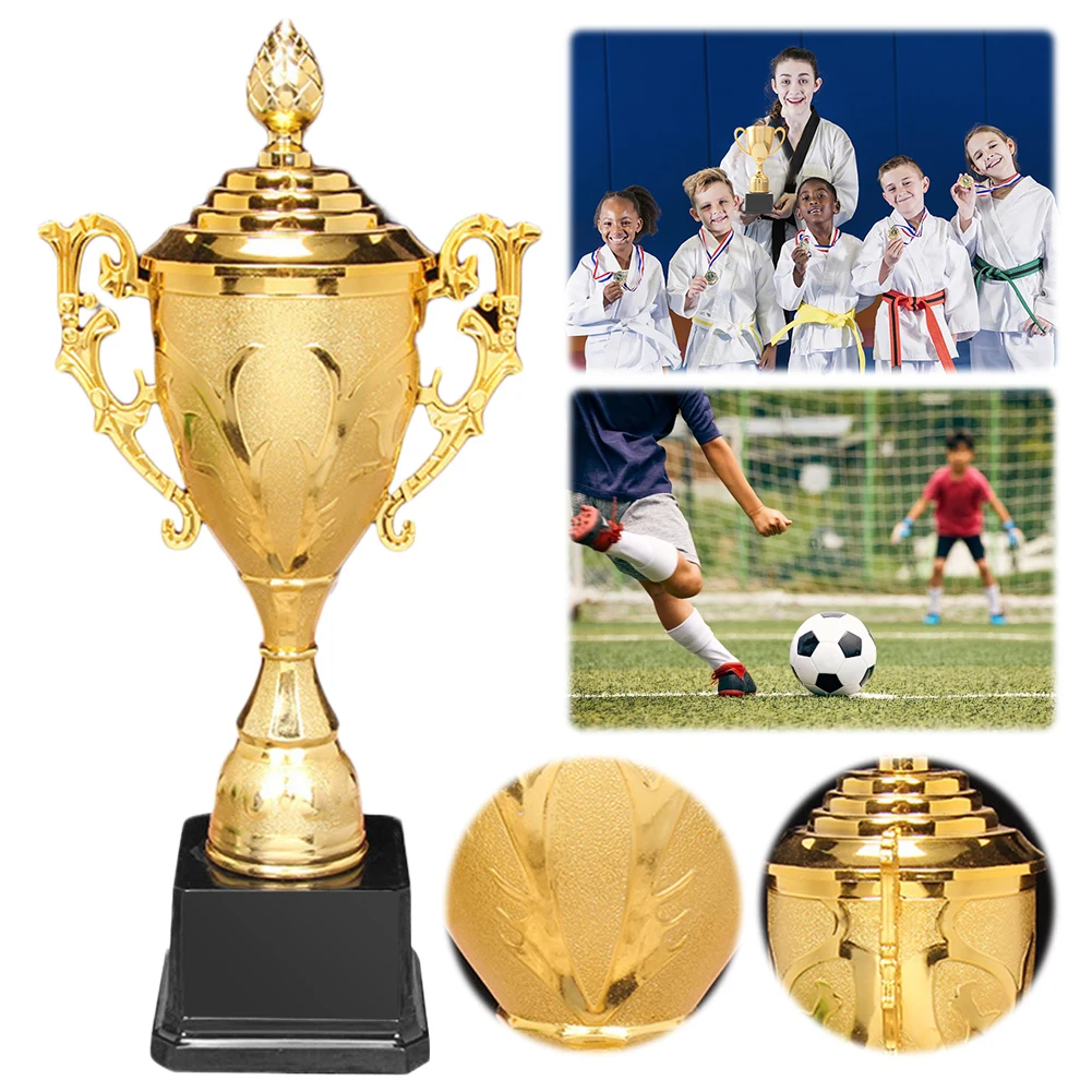 Plastic Trophy Toys Gold 8.5 Inch Basketball Football with Lid Sports Competition for Race