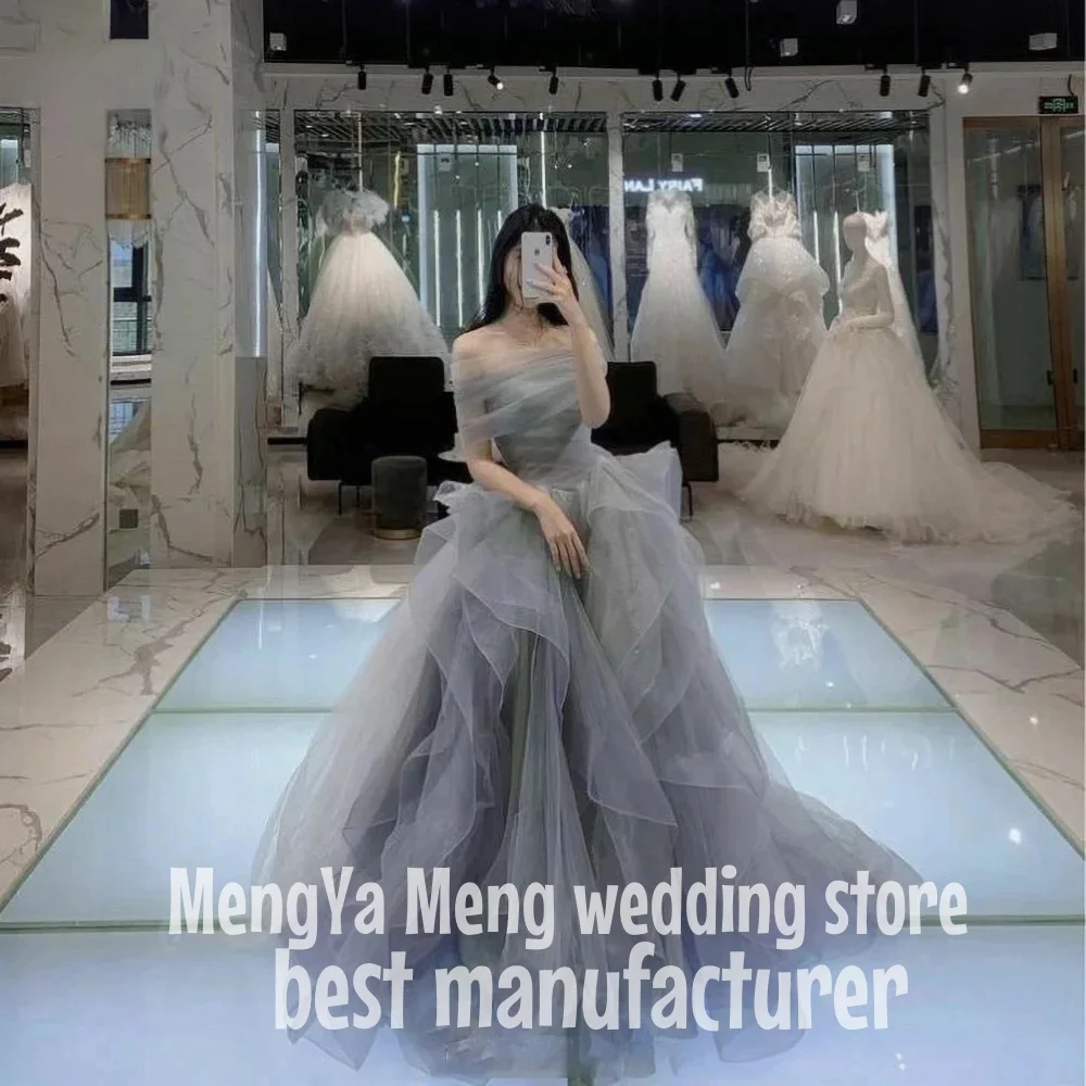 ZHUISHU Korea Special Occasion Dresses Tiered Layer A Line Formal Gown Off the Shoulder Long Evening Dress vestidos de fiesta 2