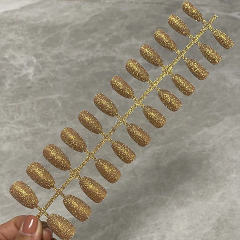 Short Nails Press On Full Set Coffin Nails Girl Ballet False Nails Finished Nail Art Glitter Shiny Blingbling Fake Nails