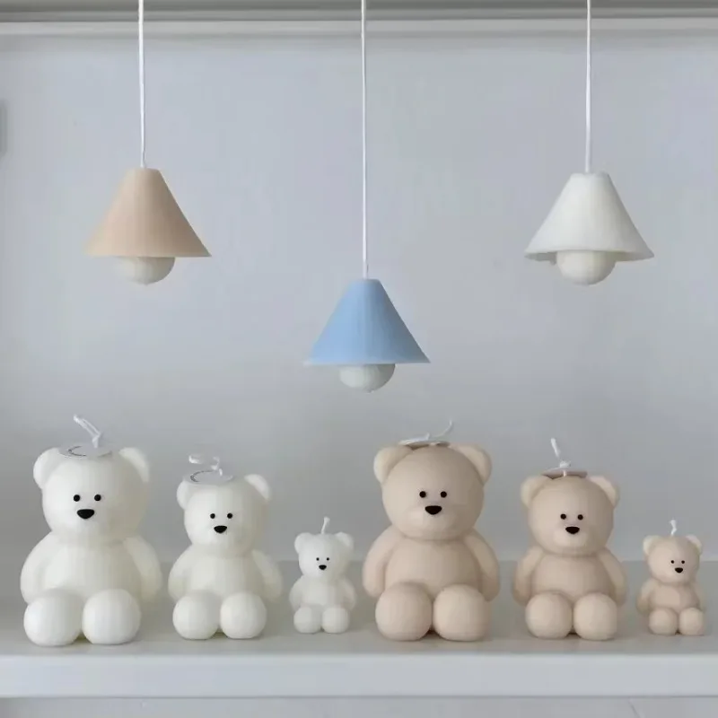 큰 곰 촛불 실리콘 몰드 DIY 귀여운 동물 곰 비누 석고 공예 수지 만들기 키트 수제 초콜릿 아이스 케이크 베이킹 도구