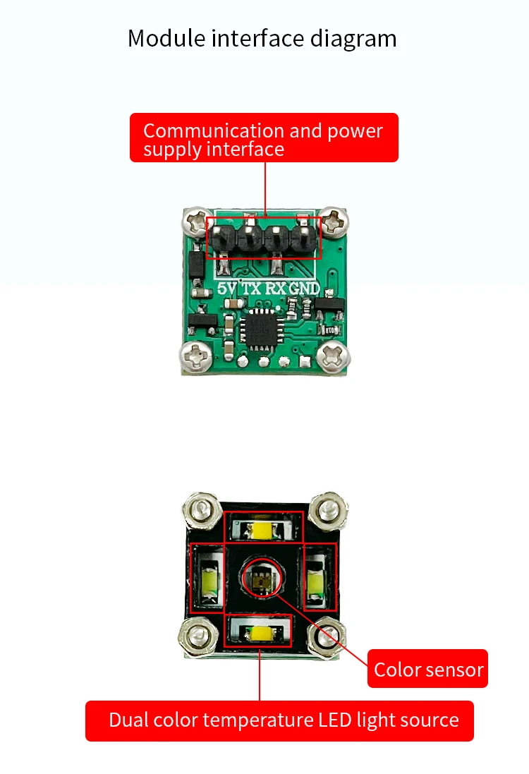 Color recognition sensor module RGB tri-color illumination color temperature det