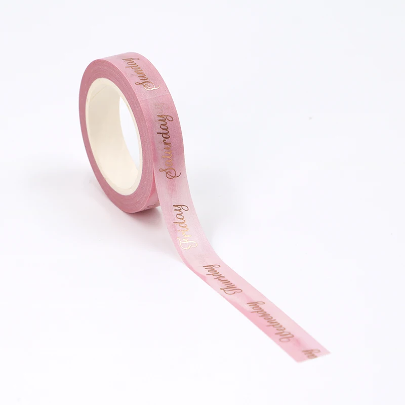 F271 새로운 1PC. 10M 장식 금박 핑크 주간 마스킹 Washi 테이프 스크랩북 귀여운 문구 학교 용품