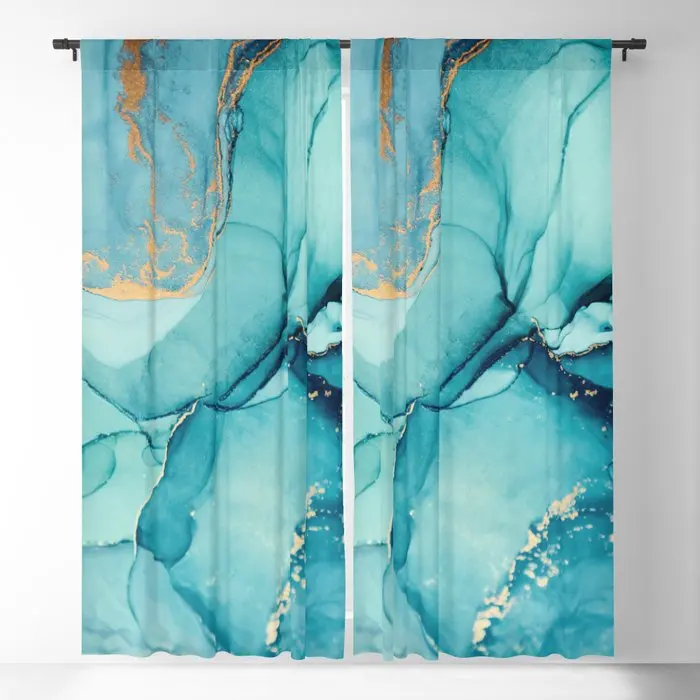 

Abstract Art Edition Turquoise Blackout Curtains 3D Print Window Curtains for Bedroom Living Room Decor Window Treatments