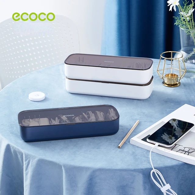 ECOCO Cable Storage Box Transparent Data Line Storage Container for Desk Stationery Multifunctional Headset Data Charging Line 4