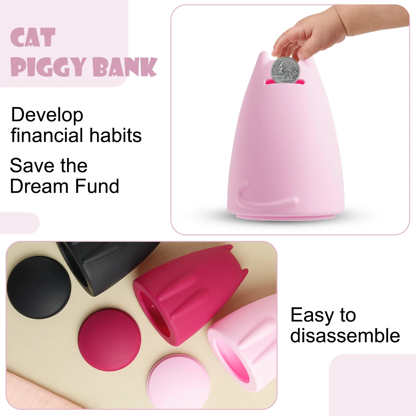 1PCS Cute Piggy Bank Silicone Cartoon Animals Money Bank For Girls And Boys Cash Collection Money Boxes Baby Shower Gifts 6