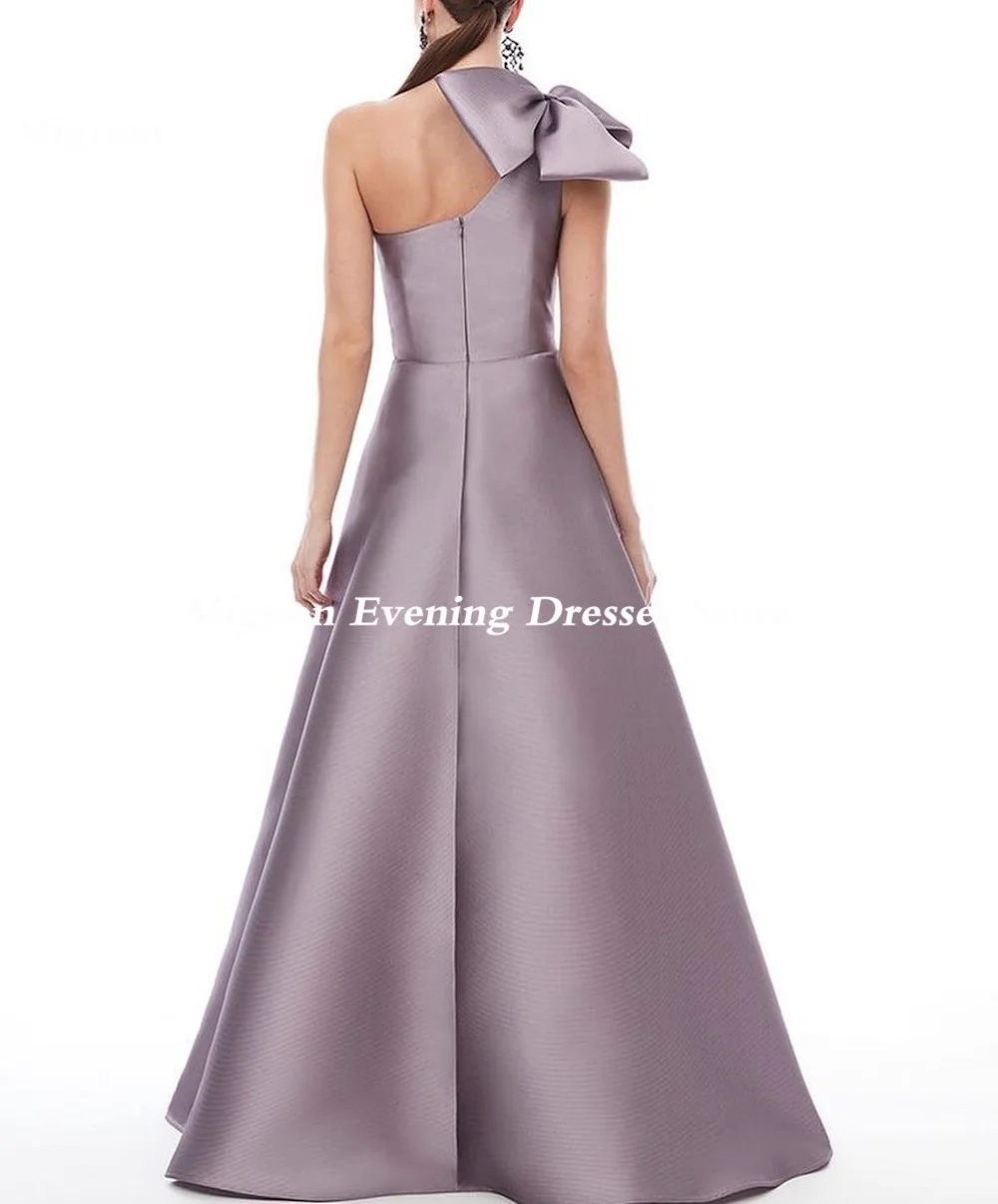 

Mignon Satin A-line One-shoulder Ruffle Formal Prom Gown Floor Length luxury Evening Formal Elegant Party Dress for Women 2023