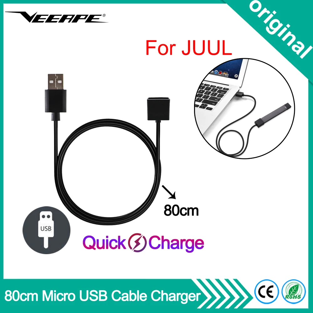 

Wholesale 80cm Dual Port Micro USB Cable Charger For JUUL Vape pen Magnetic Adsorption Fast Charging Wire Quick Charge