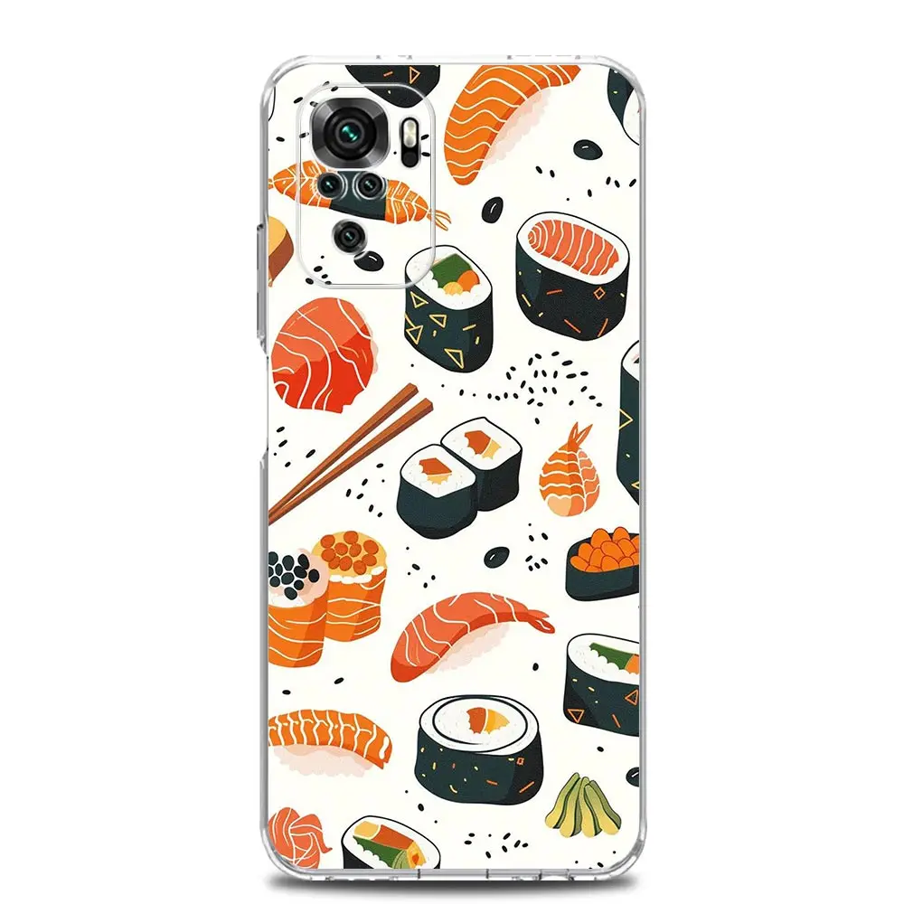 Clear Soft TPU Phone Case with Cute Cartoon Sushi Design