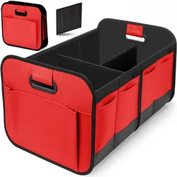 Premium Foldable Car Trunk Organizer - Large Capacity, Durable Oxford Cloth Design (Red)
