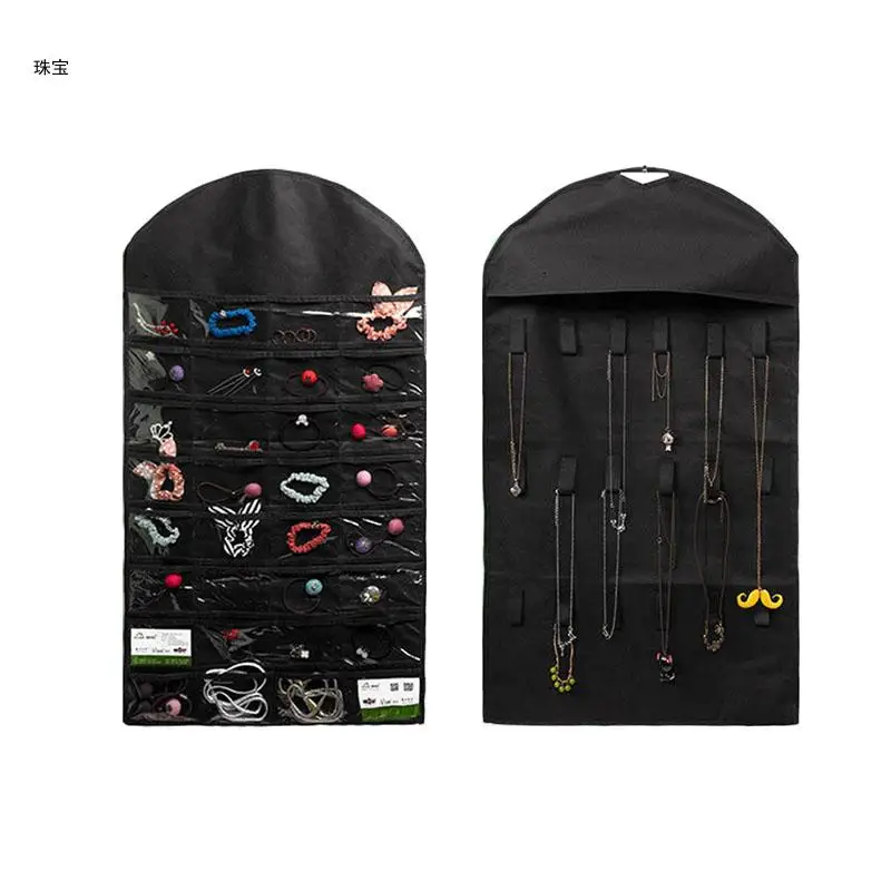 

X5QE 32 Карманный шкаф Подвесная сумка для хранения Двойная боковая сумка для демонстрации ювелирных изделий Держатель