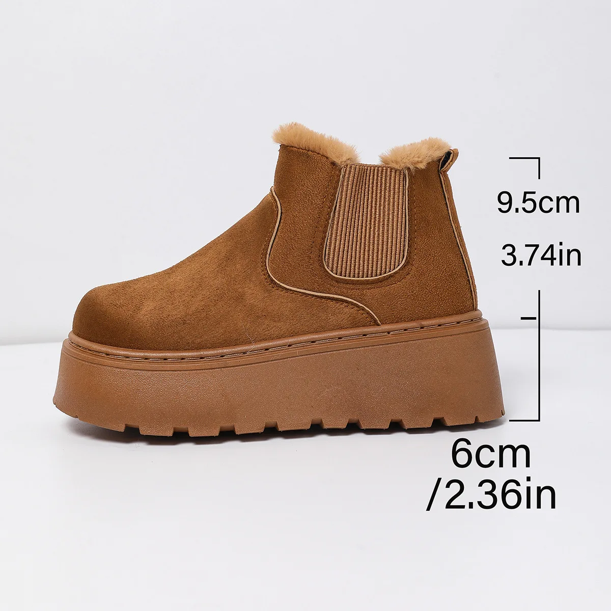 British Style Solid Color Platform Snow Boots Women Winter Soft Short Plush Warm Ankle Boots Woman Faux Suede Booties Female