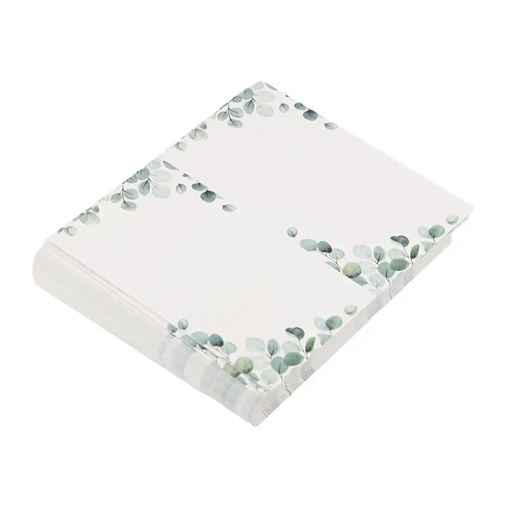 50pcs Blank Green Leaf Table Place Cards Paper Elegant Table Name Place Cards Folded Message Setting Card