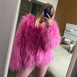 Women's Fur Coats Autumn Winter Fluffy Lamb Wool Faux Fur Jackets Top Teddy Thick Warm Shaggy Sheepskin Coats for Female Jacket