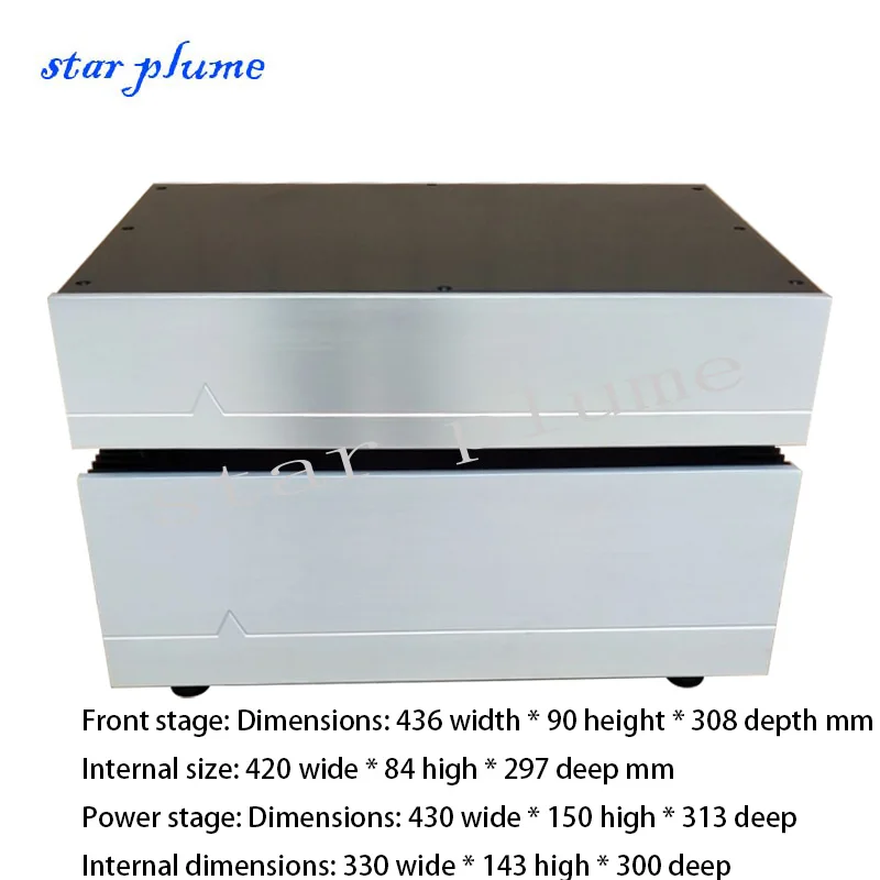 

Jianshan Series All Aluminum Power Amplifier Case Pre Amplifier Case Post Amplifier Chassis 1 Set (430*150*313mm) Shell DIY Box