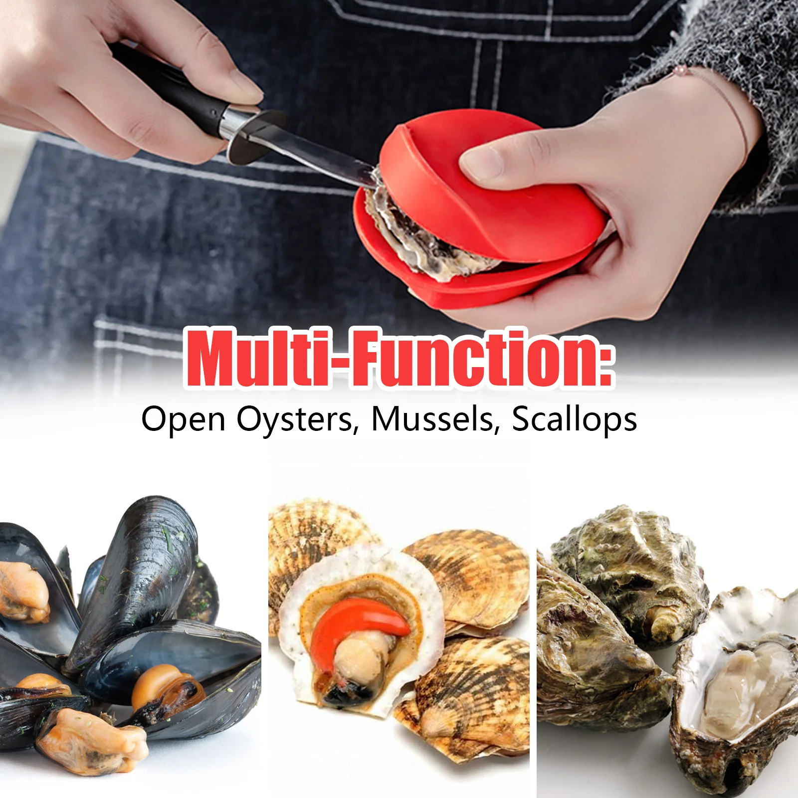 Pince à main en silicone pour écailler les huîtres, ouvre-coquillages,  outil de cuisine pour fruits de mer, ouvre-huîtres opaques, nouveau
