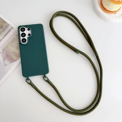 Versatile Shockproof Lanyard Case with Candy Crossbody Neck Strap - S24 Plus (Darkgreen)