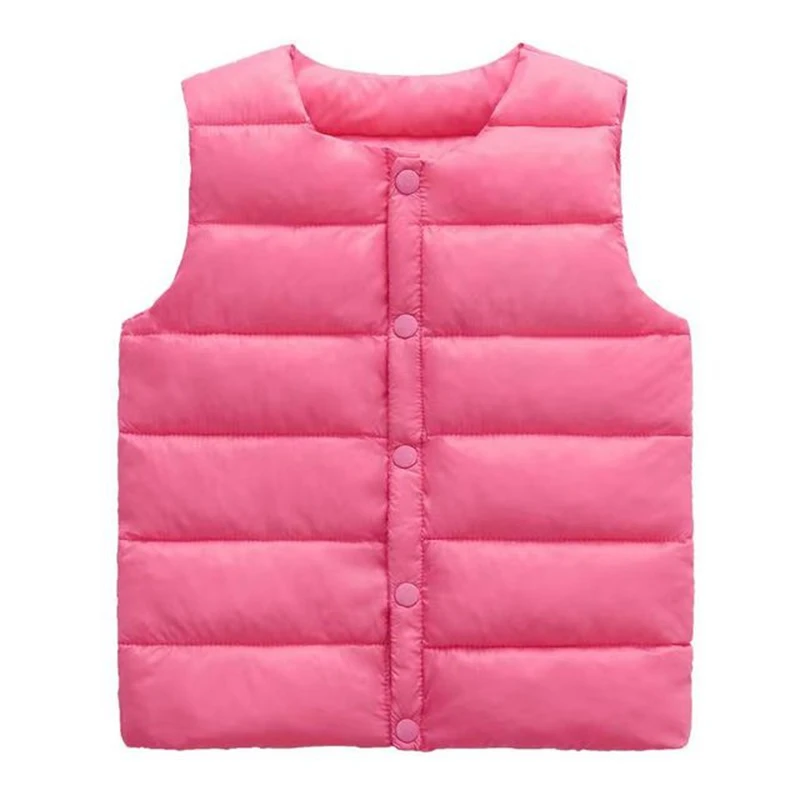 18M-7TChildren Warm Vests Winter Kids Boys Girls Candy Color Cartoon Dot Clothes For Baby Button Cute Waistcoat Outerwear Jacket