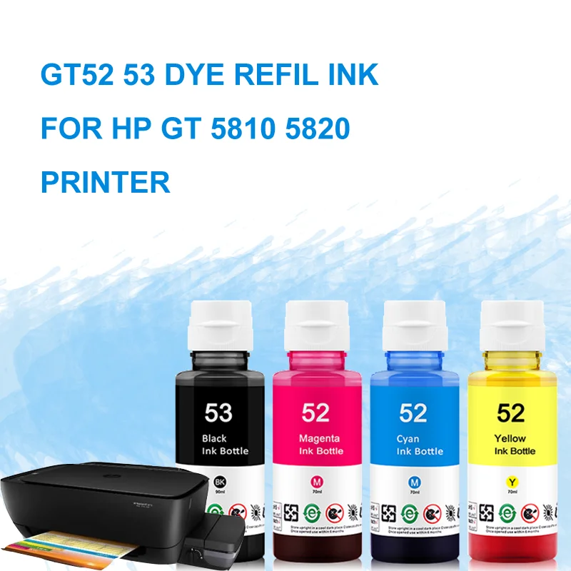 100ML*4 GT52 GT53 Refill Dye Ink For HP GT 52 53 Deskjet GT5810 GT5820 For HP 110 115 310 315 Inkjet Printer