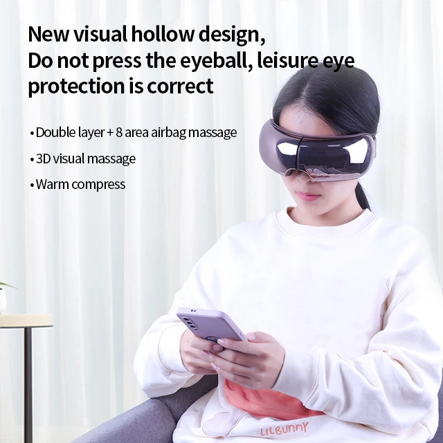 Factory wholesale renpho 4d heating massage AI voice air eye massager vibration office massage 6