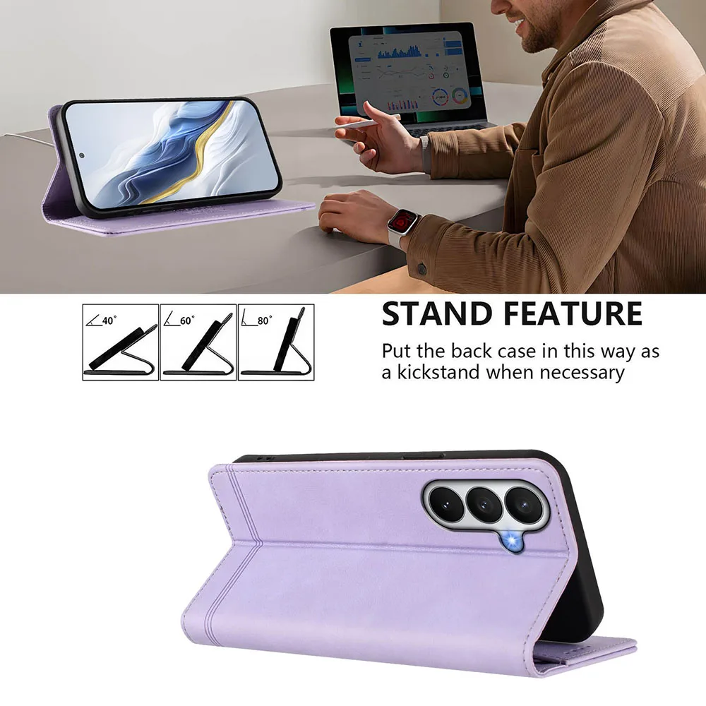 Premium Magnetic Leather Flip Wallet Case - Sleek Protective Phone Back Cover