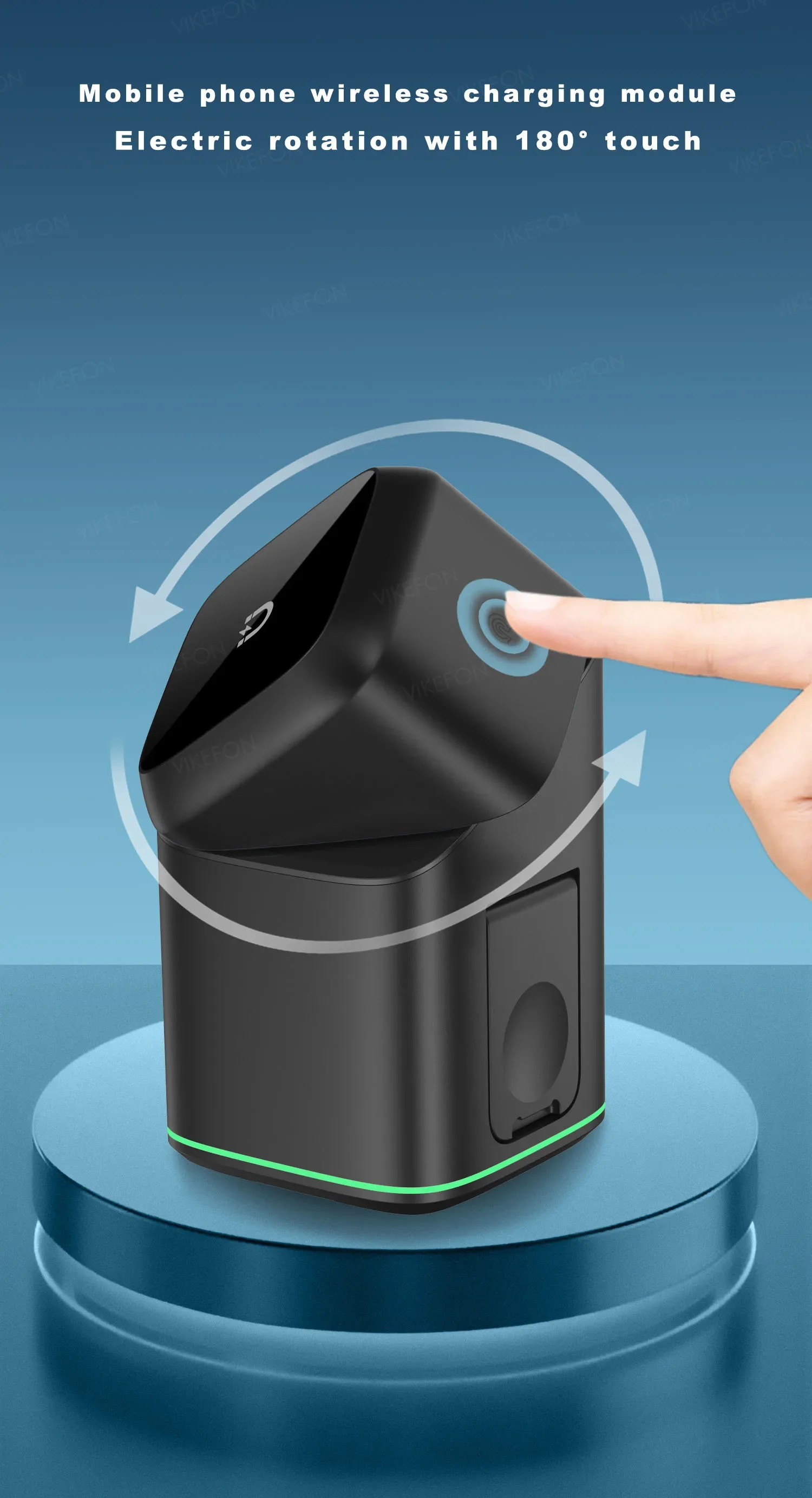 3-in-1 Electric Rotation Magnetic Wireless Charger With LED Breathing Light For Mag Safe IPhone 16 15 14 13 12 IPhone Watch Pro_voghion.com