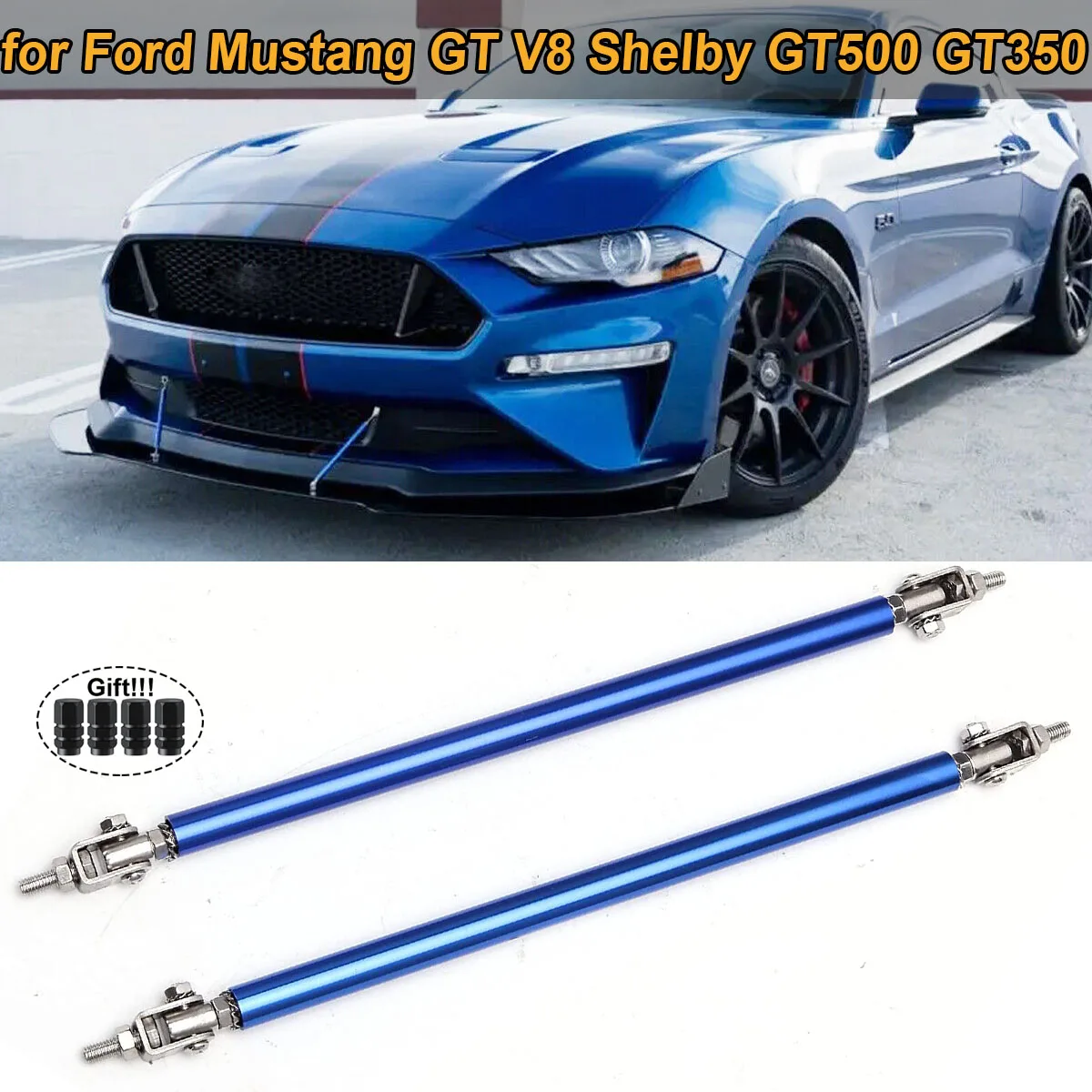 Paraurti Anteriore Lip Splitter Strut Rod Tie Support Universale Per Ford Mustang Gt V8 Shelby Gt500 Gt350 2000-2022 Accessori Per Auto