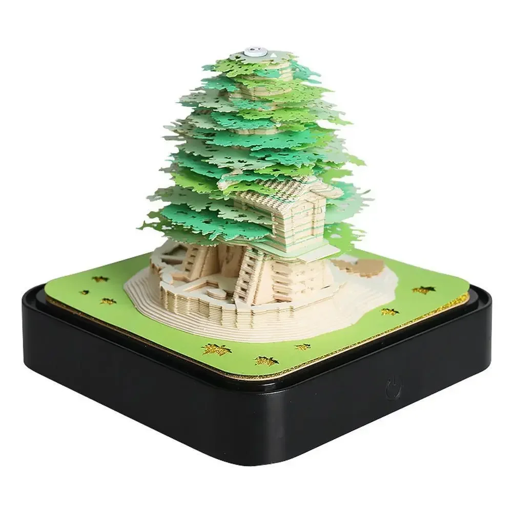 

2024 Calendar Earth Astronauts Omoshiroi Block 3D Memo Pad Paper Sticky Notes Tree House Mashroom LED Light Gift Items