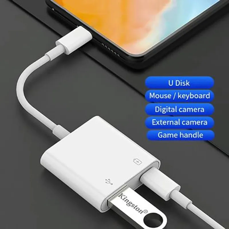 Lightning To Usb Otg Converter Adapter For Iphone Mouse Keyboard Charging U Disk Camera Cardreader Data Converter Iphone Otg