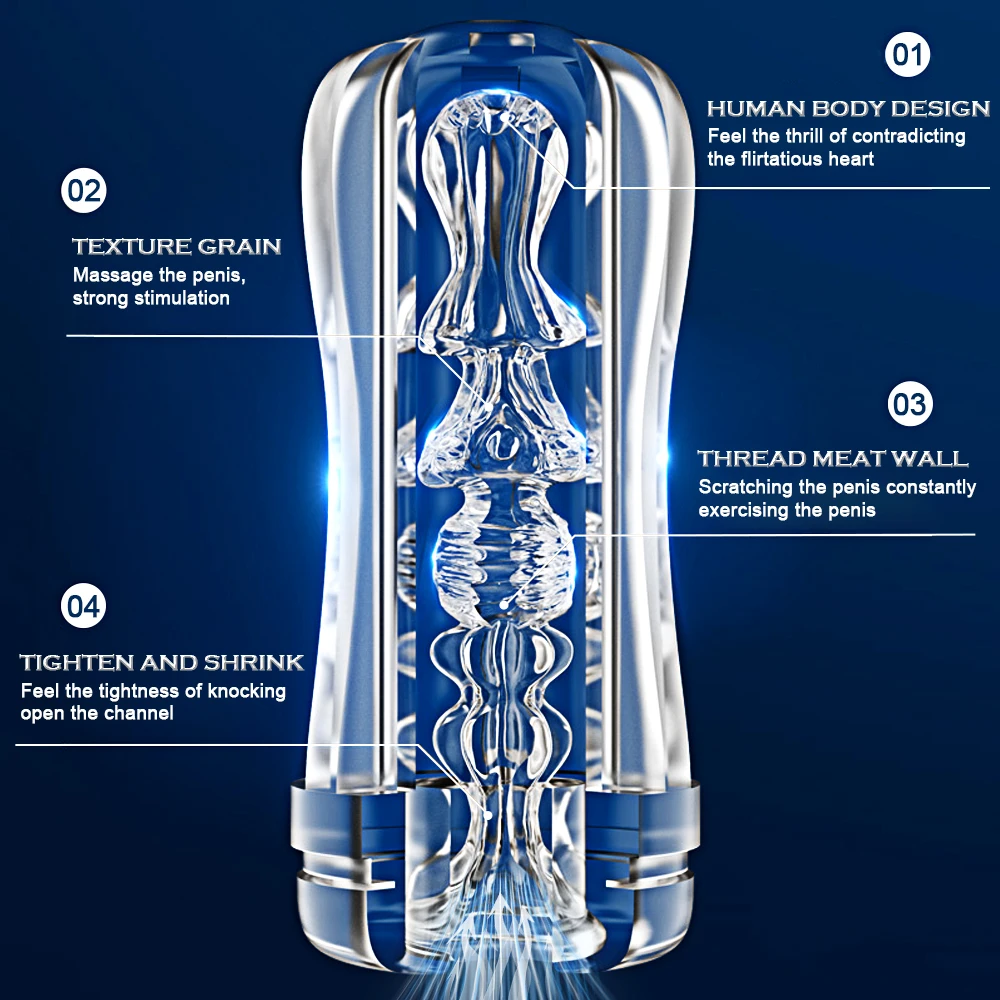 Male Masturbator Soft Silicone Pussy Transparent Vagina Adult Goods Endurance Exercise Vacuum Pocket Sex Toy for Men