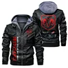 New Autumn Winter Leather Dodge Logo Men's Jacket Removable Hoodied Motorcycle Jacket Men Leather Mens Jackets 3