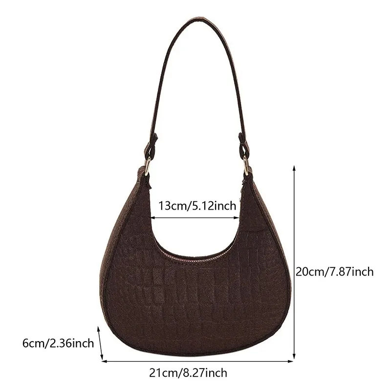 Candy Color Armpit Handbags Felt Shoulder Bags For Women Subaxillary Bag Purses Crescent Bag