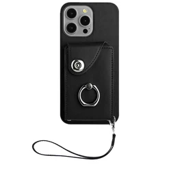 Elegant Leather Wallet Case with Card Slots, Ring Holder, and Strap - Universal Fit for OPPO A79 5G (YB0602)