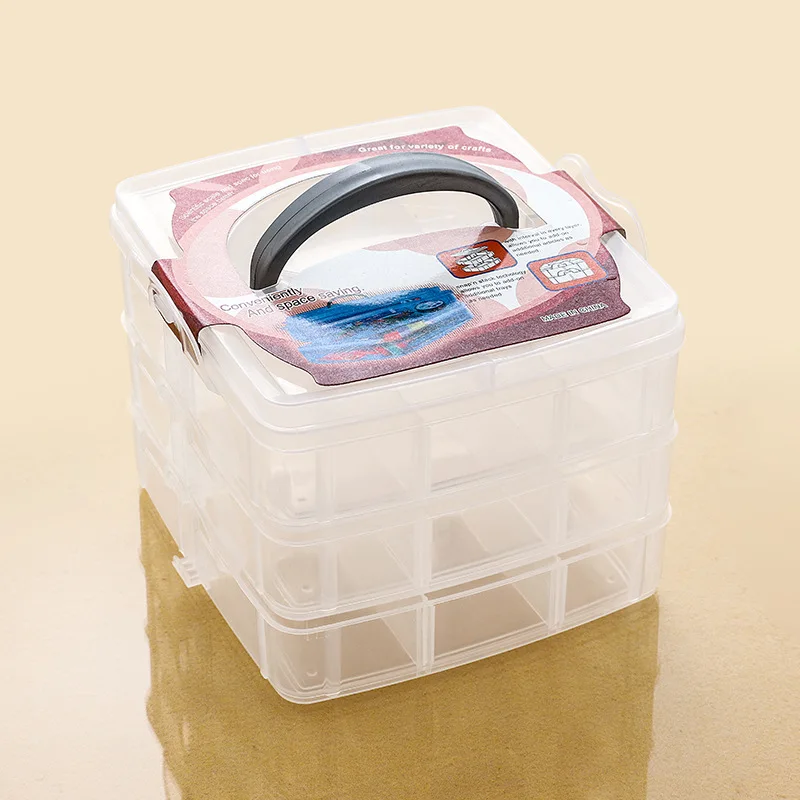 

Transparent Plastic Storage Box for Organizing Jewelry, Small Size, Three-Layer, Detachable, Cosmetics, Small Accessories