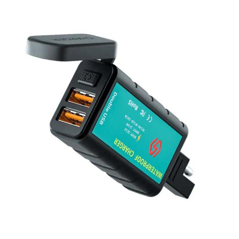

Motorcycle SAE Plug 1.4mOT End To USB Mobile Phone Charger 12V Double QC3.0 Square Charger Waterproof Motorcycle Electronics Acc