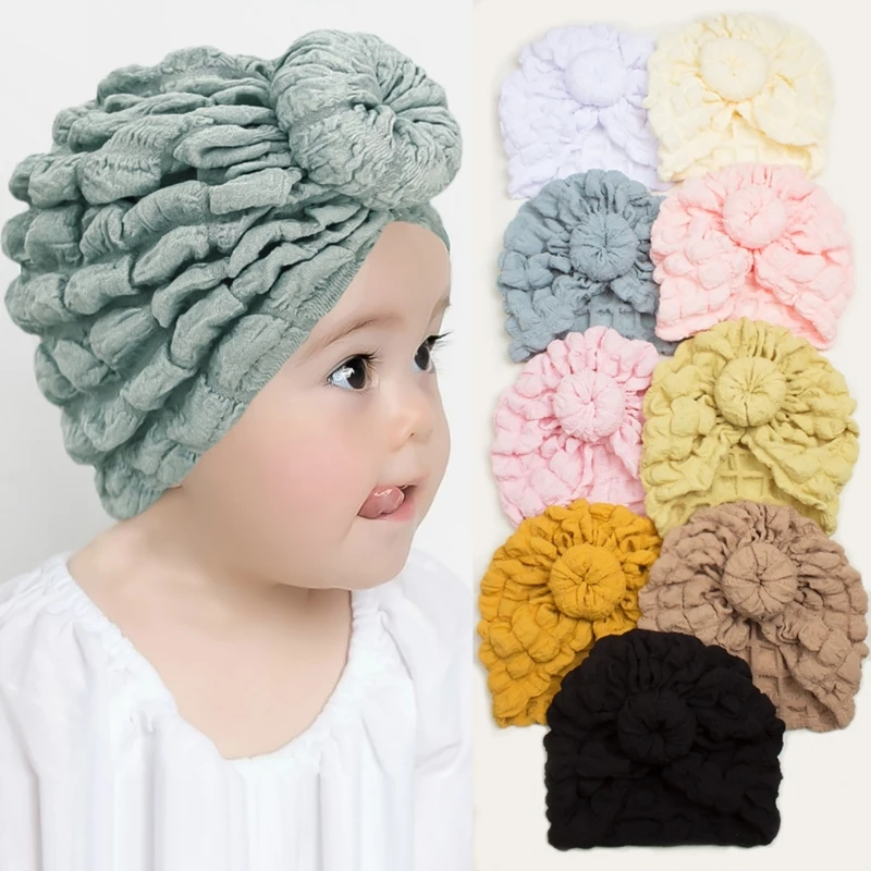 

Knotted Hats for Baby Girl Beanie Bow Headband Infant Turban Newborn Head Accessories Winter Hat Warm Bonnet Caps Mother Kids