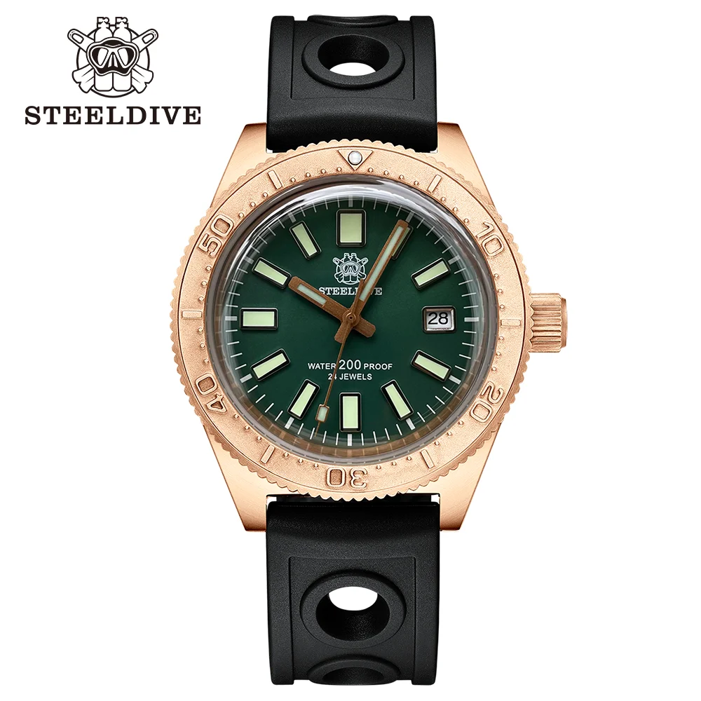 

STEELDIVE Official SD1962S Bronze Mechanical Men's Wristwatch NH35 Movement Swiss Luminous 20Bar Waterproof Luxury Diving Watch