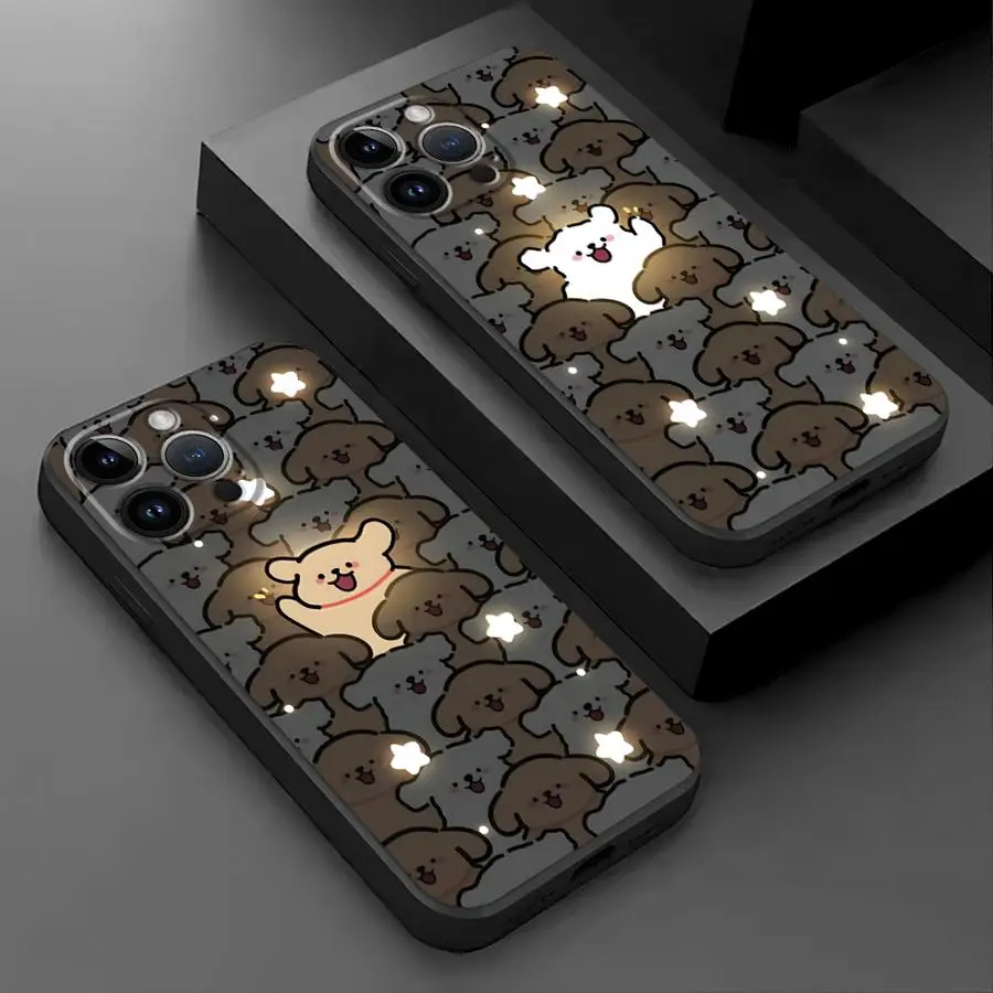 Cartoon Cat and Dog Matte Black Soft Phone Case