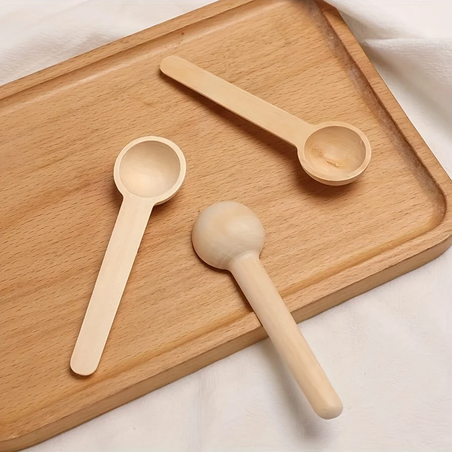 4pcs Wooden Mini Spoon, Long-Handle Wooden Seasoning Spoon, Tea Spoon, Mini Ice Cream Spoon, Charming Kitchen Utensil
