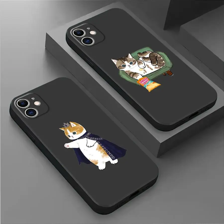 Cartoon Cute Cat Matte Black Soft Phone Case