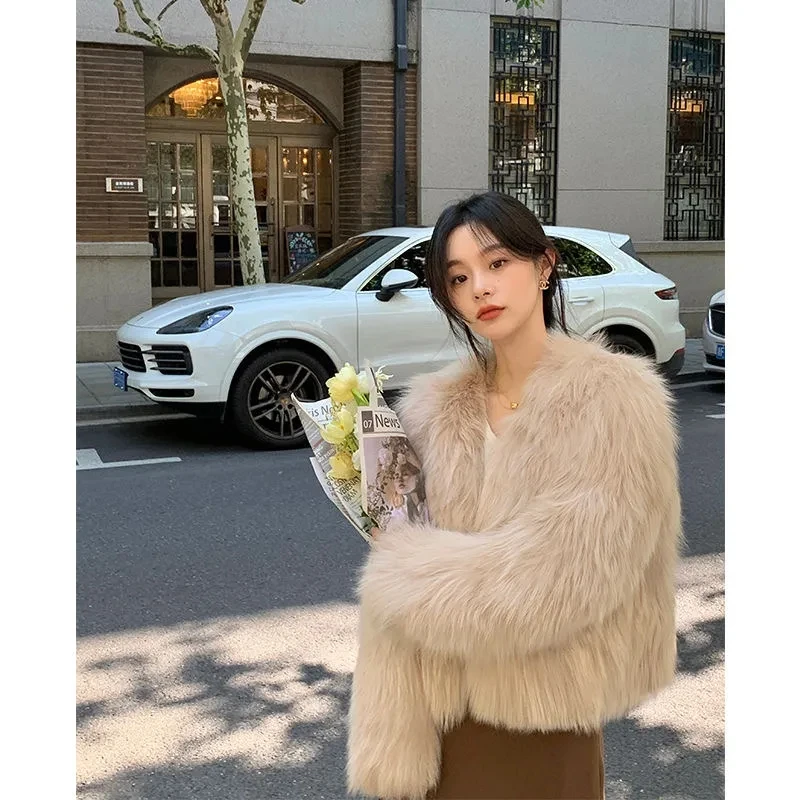 Faux Fur Coat Womens Clothing 2024 New Fashion Casual Imitation Fox Fur Coat Female  Short Loose Comfortable Winter Jacket 4