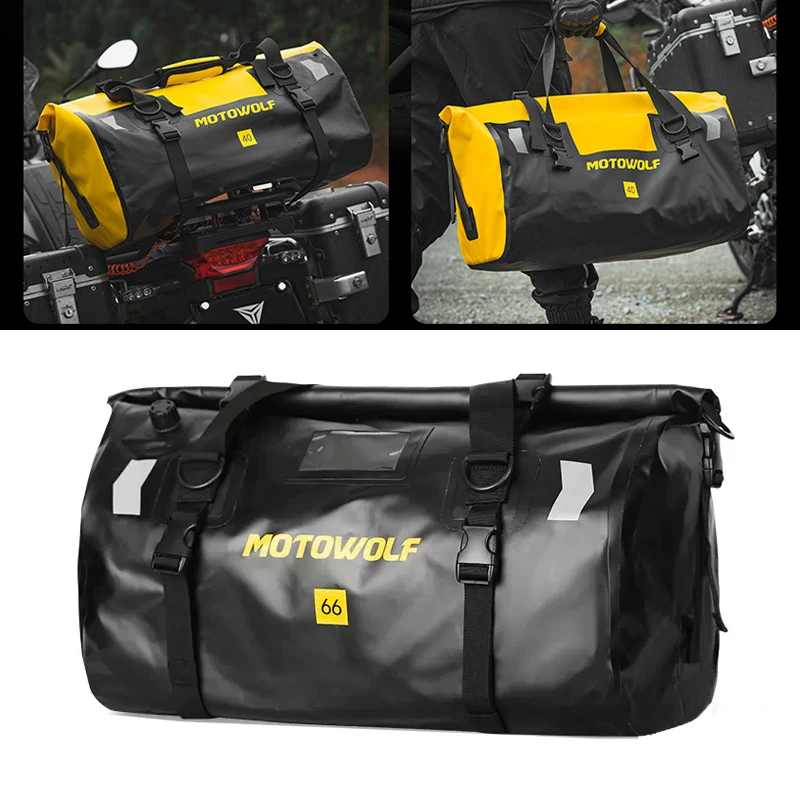 

Motorcycle Bag 40L 66L Waterproof PVC Tail Saddle Bag Durable Dry Luggage Outdoor Bag Motorbike Rear Seat Bag Accessories
